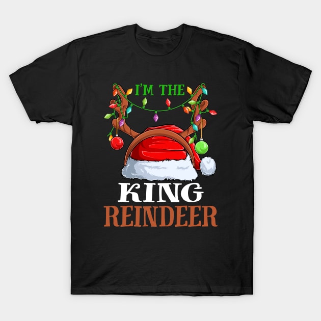 Im The King Reindeer Christmas Funny Pajamas Funny Christmas Gift T-Shirt by intelus